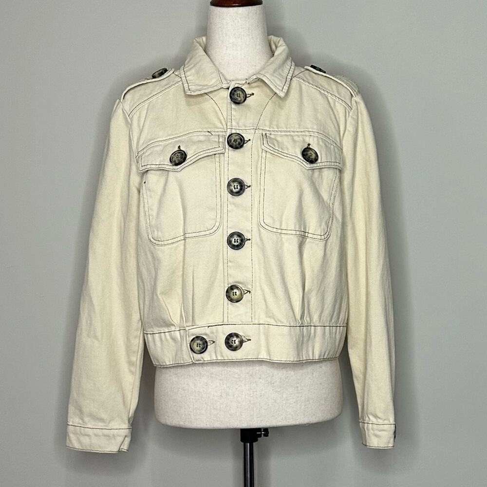 EUC | Free People | Button Denim Jacket | Cream | Size XS - Picture 13 of 14